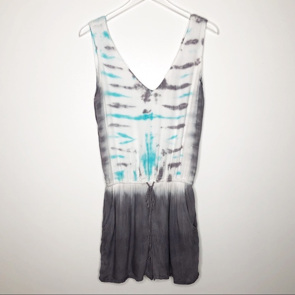 Young Fabulous & Broke Pants - YF&AB | White Blue & Gray Tie Dye Wish Romper S